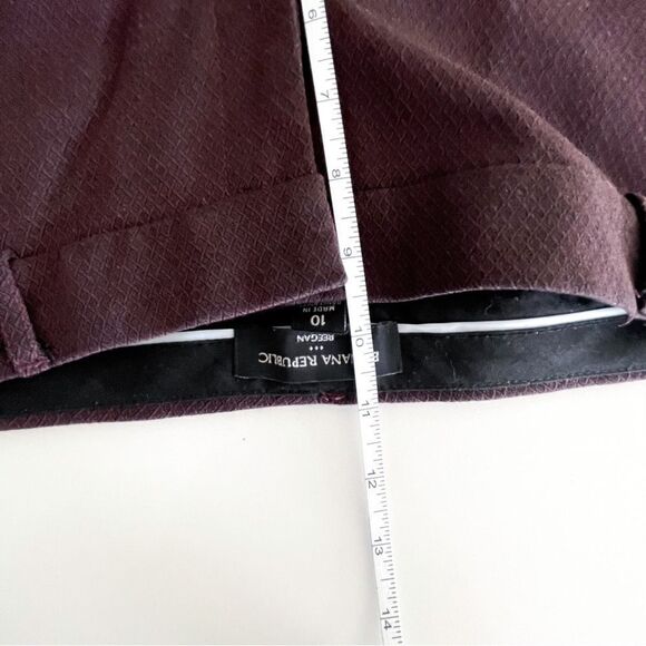 Banana Republic Reegan Pants Burgundy Trousers Mid-Rise Slim Fit Women's 10 - Picture 9 of 12